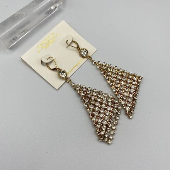 Amrita Singh Crystal Gold Drop Earring - Picture 2 of 9